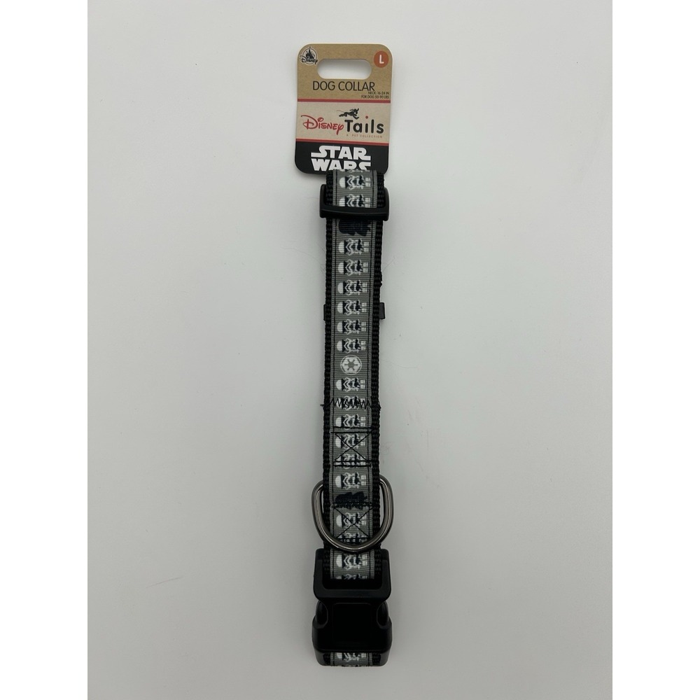 Disney Tails Star Wars Dog Collar Large 18-26" Black Gray Stormtrooper NWT Parks